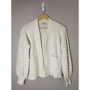 Madewell‎ Bobble Cardigan Womens Cream Textured Sweater Size SMALL *FLAW Cropped